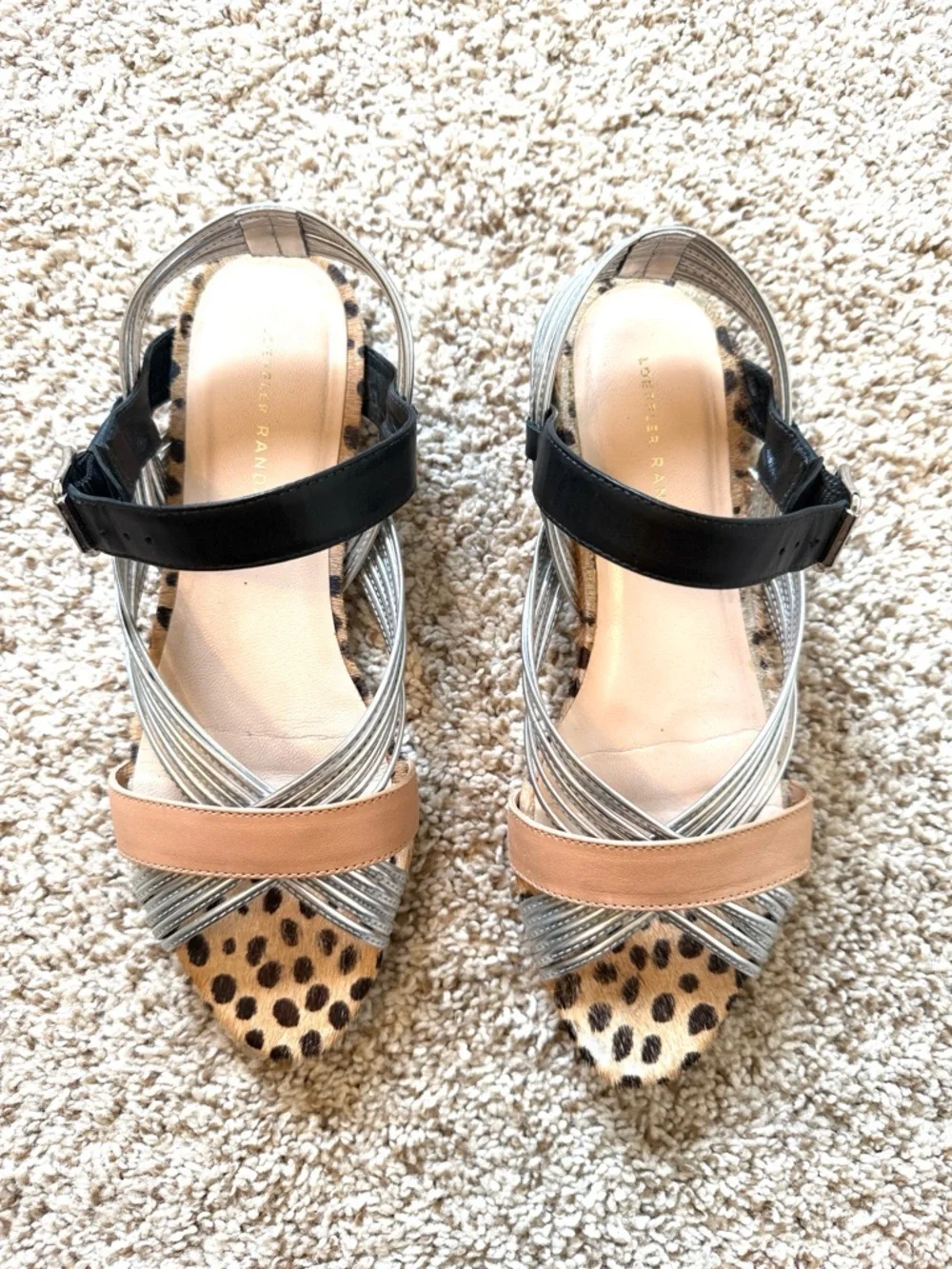 Loeffler Randall Leopard Calf Hair Multi-Strap Sandals